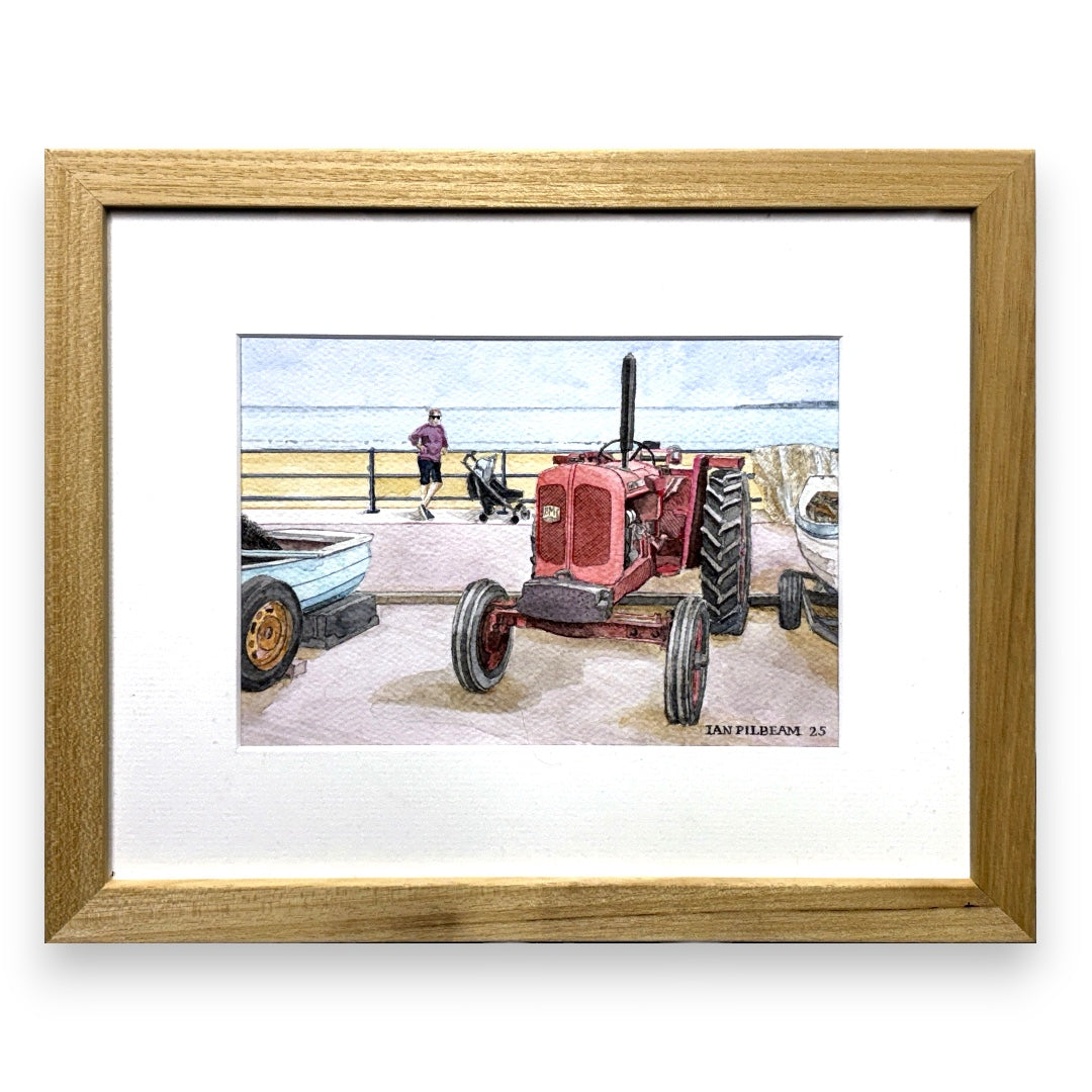 Filey Art Society - Ian Pilbeam - Red Tractor at Coble Landing