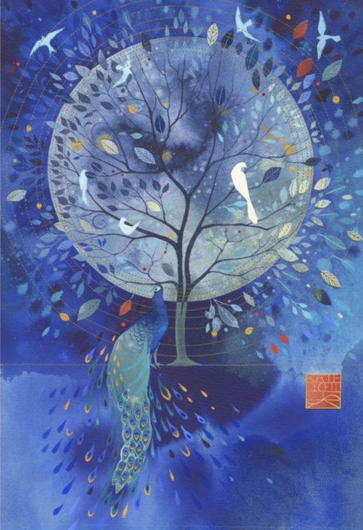 Kate Lycett - Peacock Moon - Hand finished print