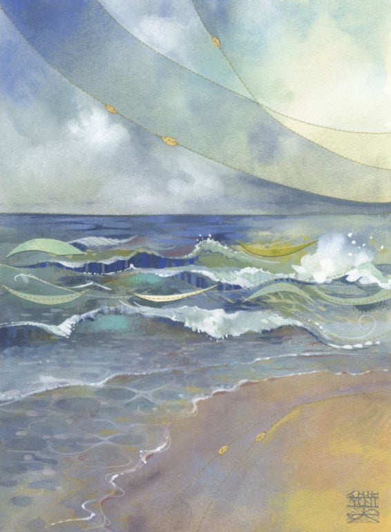 Kate Lycett - Rolling Waves - Hand finished print