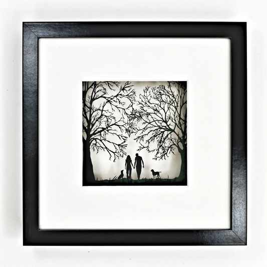 For Me And For You - Taking The Dogs For A Walk - Layered Papercut Scene