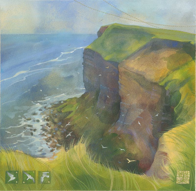 Kate Lycett - Filey Cliffs - Hand finished print