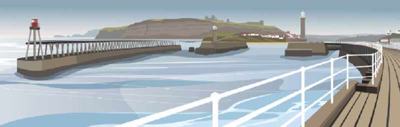 Ian Mitchell - Whitby Harbour & Piers - Panoramic