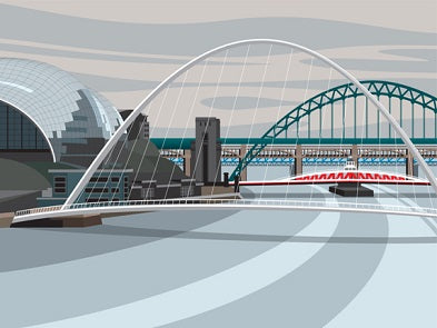 Ian Mitchell - Gateshead, Millennium Bridge - Landscape