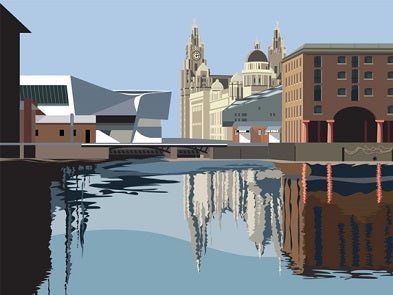 Ian Mitchell - Reflecting on the Albert Dock - Landscape