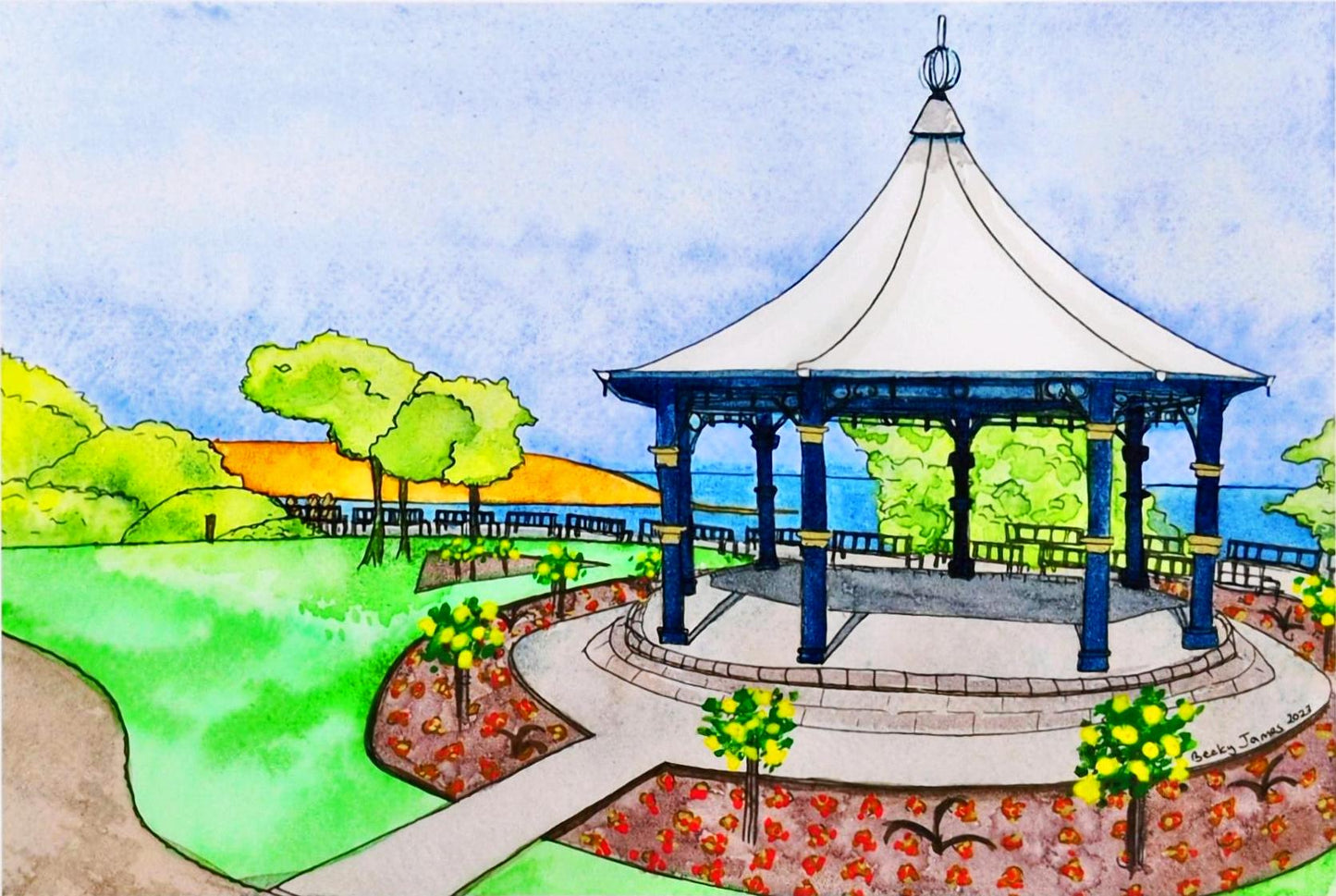 Becky James - Filey Bandstand - Mounted Print