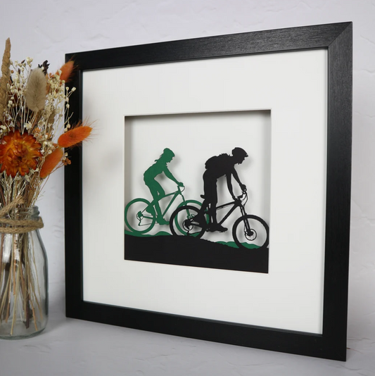 For Me And For You - Couple Cycling - Layered Papercut Scene