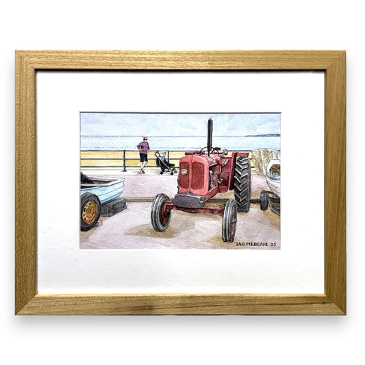 Filey Art Society - Ian Pilbeam - Red Tractor at Coble Landing