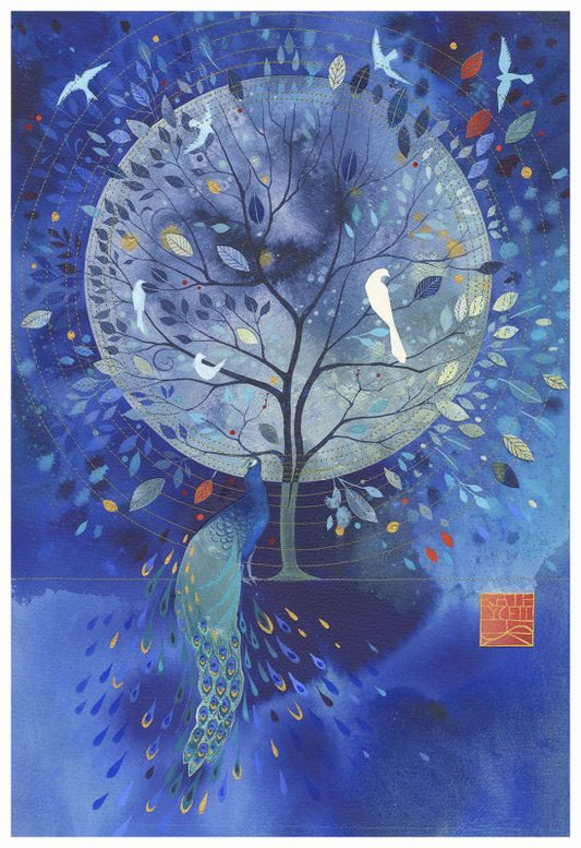 Kate Lycett - Peacock Moon - Hand finished print