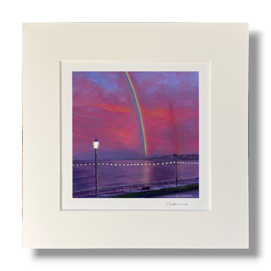 Laura Watson - Rainbow Over Filey Bay - Mounted print