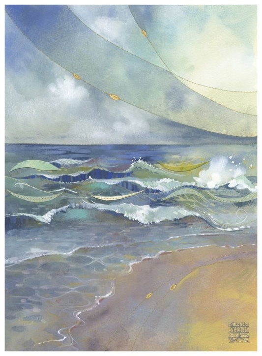 Kate Lycett - Rolling Waves - Hand finished print