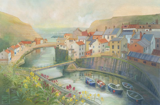 Kate Lycett - Safe Harbour - Staithes - Hand finished print