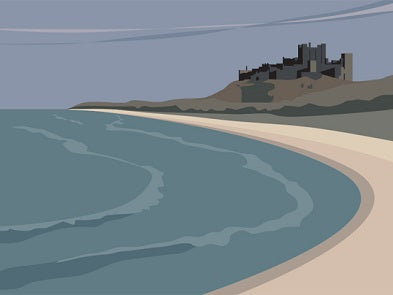 Ian Mitchell - The Beach at Bamburgh - Landscape