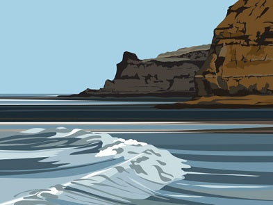 Ian Mitchell - Penny Nab from Staithes Breakwater (Summer) - Landscape