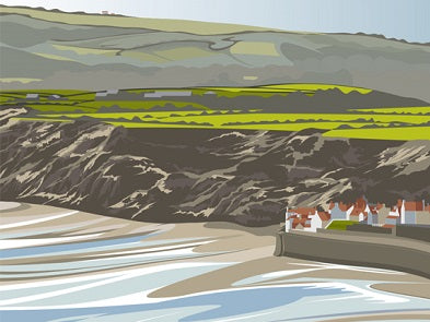 Ian Mitchell - Robin Hoods Bay from Rocket Post Field - Landscape