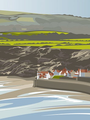 Ian Mitchell - Robin Hoods Bay from Rocket Post Field - Portrait